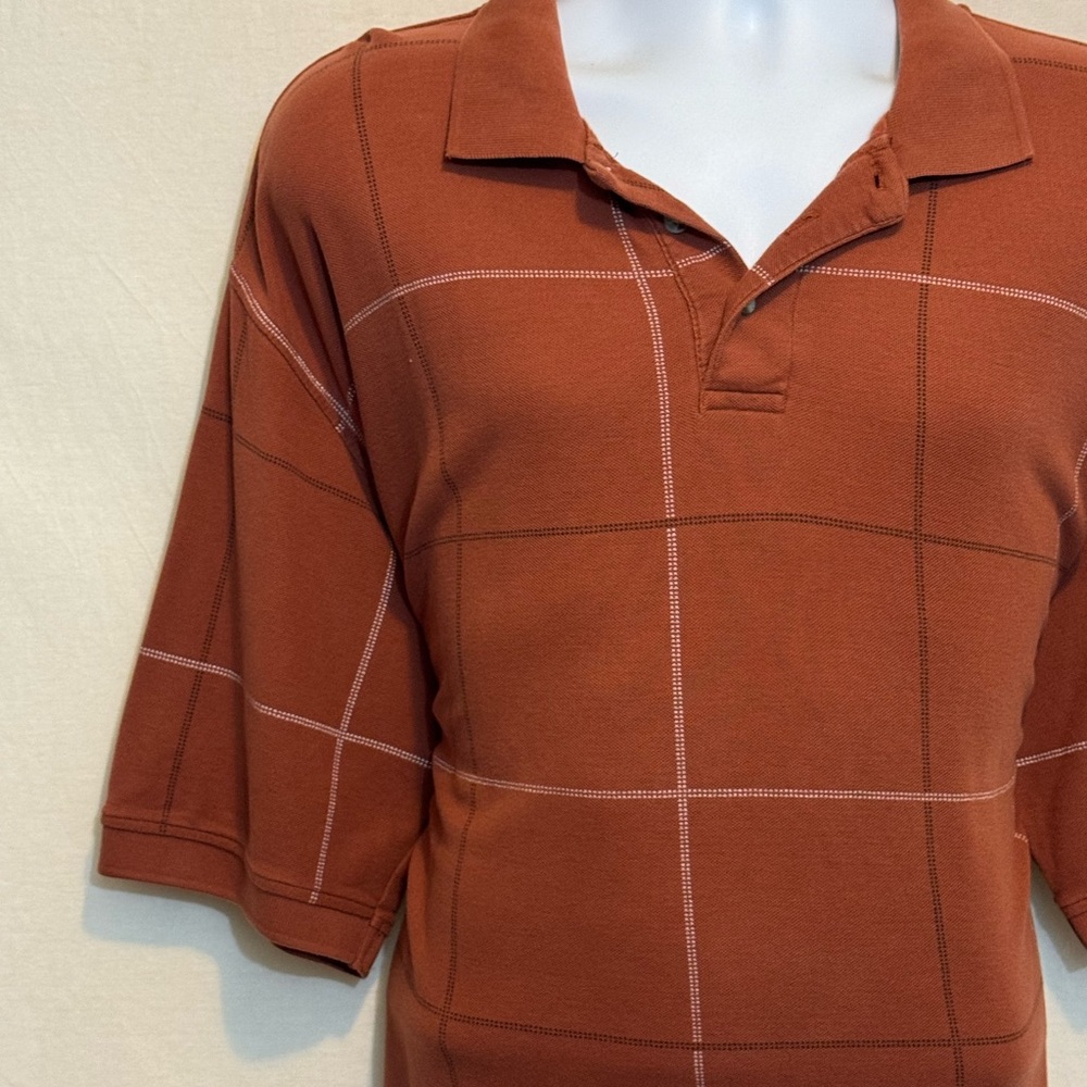 E-2 Men’s Austin Clothing Company Brown & Cream Short Sleeve Polo Shirt - Picture 3 of 15